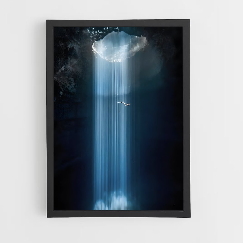 Poster L'Homme Sous la Cascade – affiche Plongée en apnée (vue 2)